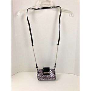 Nine West Faux Patent Leather/Sequined Mini Crossbody Purse hand bag wallet card